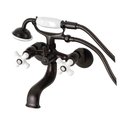 Kingston Brass Tub Wall Mount Clawfoot Tub Faucet with Hand Shower, Oil Rubbed Bronze KS225PXORB